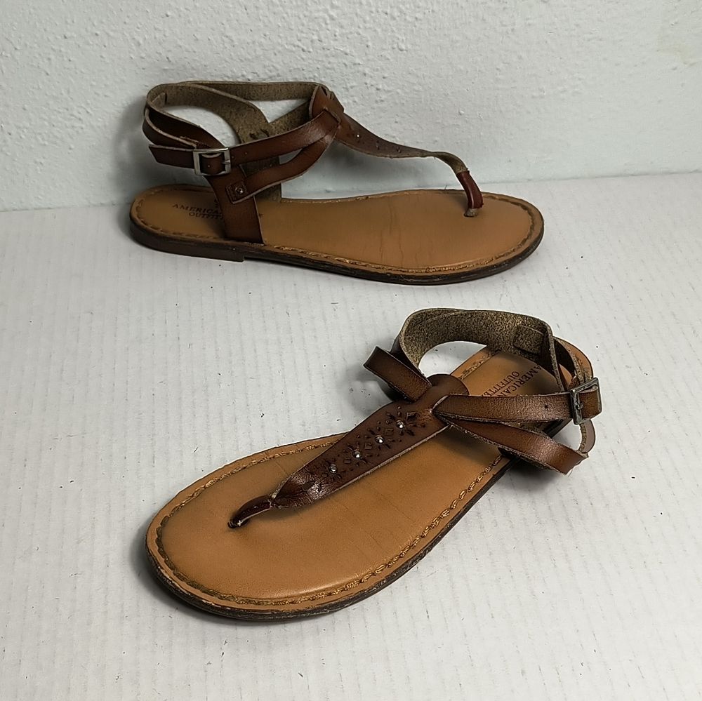 American Eagle Outfitters Gladiator Ankle Sandals Size 7 Brown